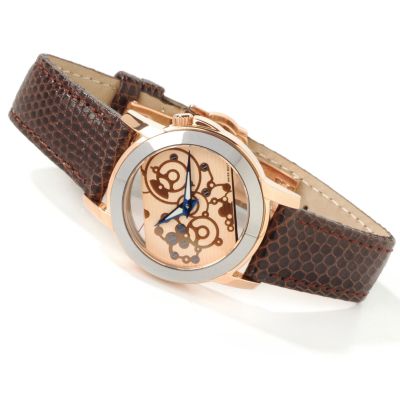 Croton Women's Circuit Breaker I Tungsten Lizard Strap Watch