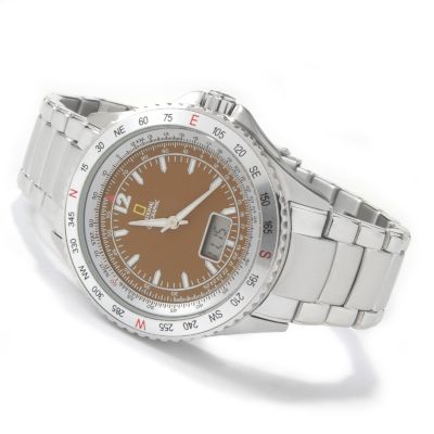 National Geographic Men's World Traveler Aviatior Stainless Steel Watch