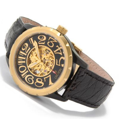 Croton Men's Retrometer Crocodile Strap Watch