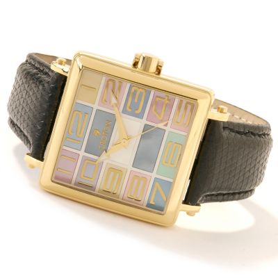  Croton Women's Mother-of-Pearl Lizard Strap Watch 