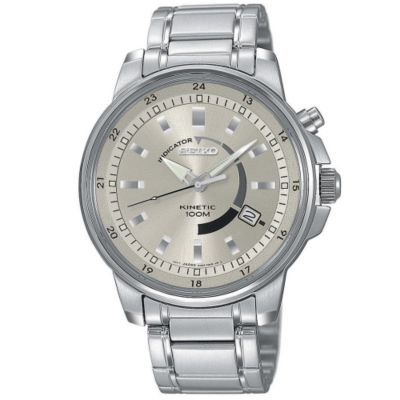 Seiko Men's Kinetic Power Reserve Indicator Stainless Steel Bracelet Watch