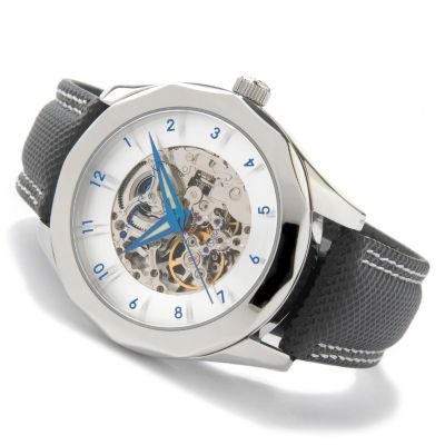 J174933 - Android Men's Polygon Skeleton Automatic Leather Strap Watch