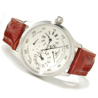 Adee Kaye Men's Astern Date Retrograde Leather Strap Watch
