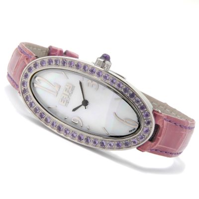 Effy Women's Liberty 1.95ct Amethyst Crocodile Strap Watch