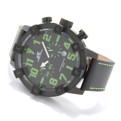 Adee Kaye Men's RockSteady Collection Chronograph Leather Strap Watch
