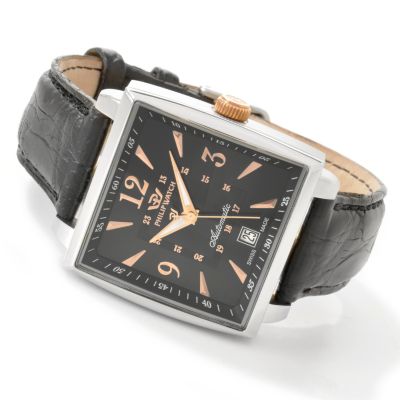 J175314 - Philip Men's Avalon Three-Hand Swiss Automatic Crocodile Strap Watch