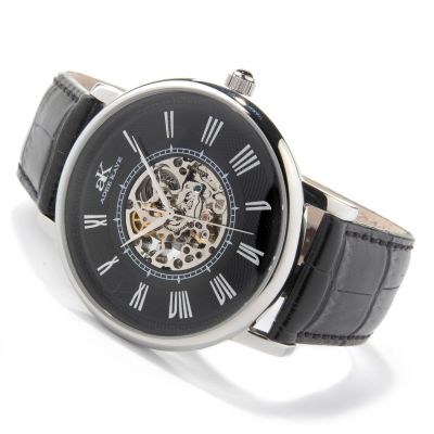 Adee Kaye Men's Impreza Collection Mechanical Leather Strap Watch