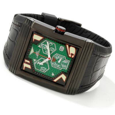 Adee Kaye Men's Trimera Collection Chronograph Rubber Strap Watch