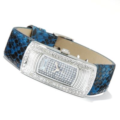 Activa Women's Crystal Dial & Bezel Snake Skin Pattern Watch