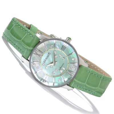 Renato Women's Beauty Sapphire Collection Diamond Alligator Strap Watch