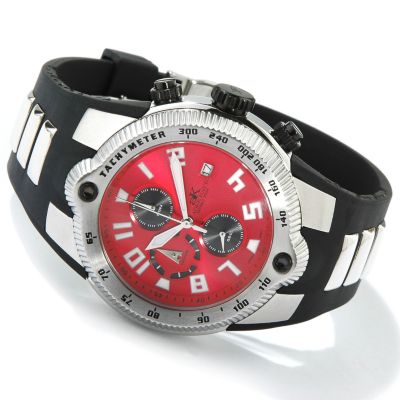 Adee Kaye Men's Fierce Chronograph Stainless Steel Rubber Strap Watch