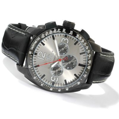 Adee Kaye Men's Autostrada Automatic Multi-Function Leather Strap Watch