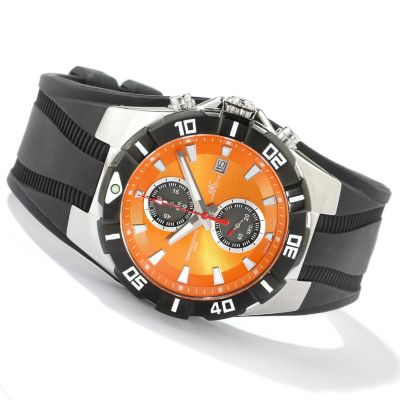 Adee Kaye Men's Dapper Chronograph Stainless Steel Rubber Strap Watch