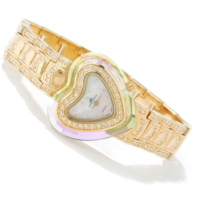 Adee Kaye Women's Heart Glitz Crystal Accent Bracelet Watch
