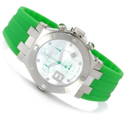 Renato Women's Wilde-Beast Beauty Diamond Chronograph Rubber Strap Watch