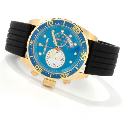 Poseidon Men's Pacific City Diver Gold-tone Rubber Strap Watch