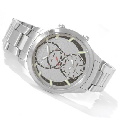 Poseidon Men's Dual Time Zone Quartz Stainless Steel Watch