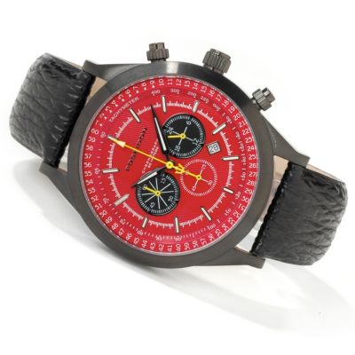 Poseidon Men's Avus Chronograph Leather Strap Watch