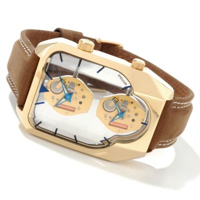 Android Men's Mystique Dual Time Swiss Quartz Leather Strap Watch