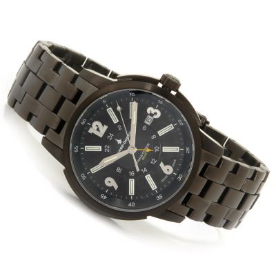 J176250 - Chase-Durer Men's Strike Force GMT 2 Black Ionic Plated Stainless Steel Watch
