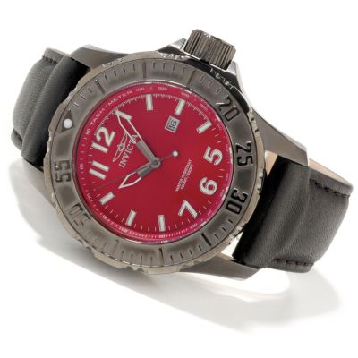 Invicta Men's Sport Elite Quartz Sunray Dial Leather Strap Watch