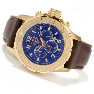 Invicta Men's Sport Elite Quartz Sunray Dial Leather Strap Watch