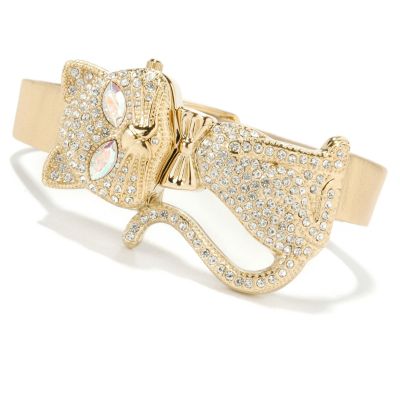 J176424 - Waltham Women's Crystal Cat Design Metallic Finish Strap Watch