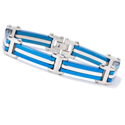 J177029 - Invicta Elements Stainless Steel 8.38" Silver-tone & Blue Men's Bracelet