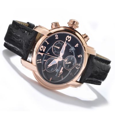 J177038 - Philip Men's Anniversary Chronograph Swiss Quartz Crocodile Strap Watch