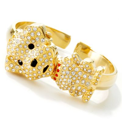 J177063 - Waltham Women's Puppy Crystal Accent Cuff Bracelet Watch