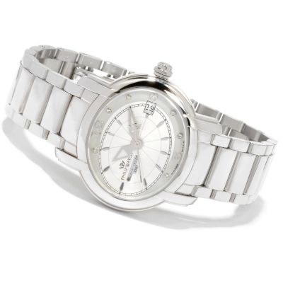 Philip Women's Anniversary Swiss Quartz Diamond Marker Bracelet Watch