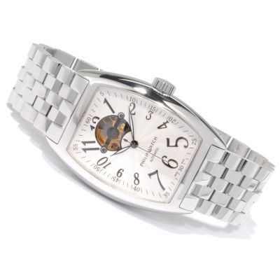 Philip Men's Panama Swiss Automatic Tonneau Case Stainless Steel Watch