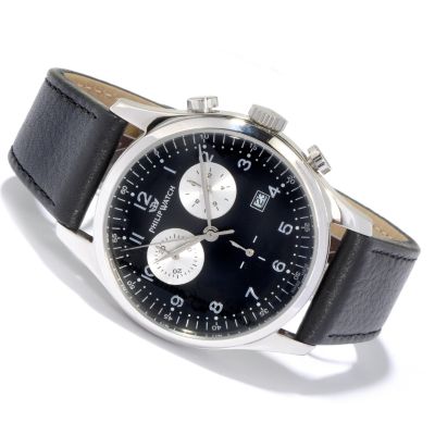 Philip Men's Swan Swiss Quartz Chronograph Leather Strap Watch