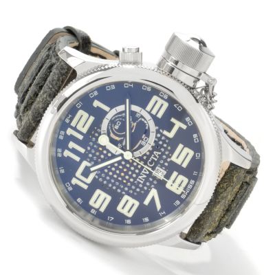 J177371 - Invicta Men's Russian Diver Swiss Quartz GMT Genuine Leather Strap Watch