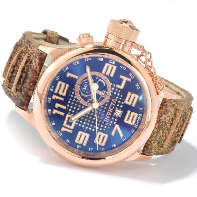Invicta Men's Russian Diver Swiss Quartz GMT Distressed Leather Strap Watch