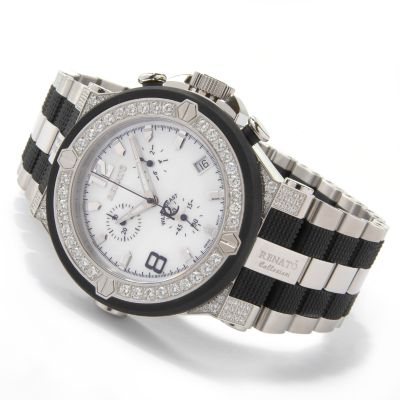 J177378 - Renato Men's Wilde-Beast Diamond Stainless Steel & Rubber Bracelet Watch