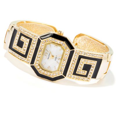 J177537 - Waltham Women's Greek Key Design Enamel Finish Cuff Bracelet Watch