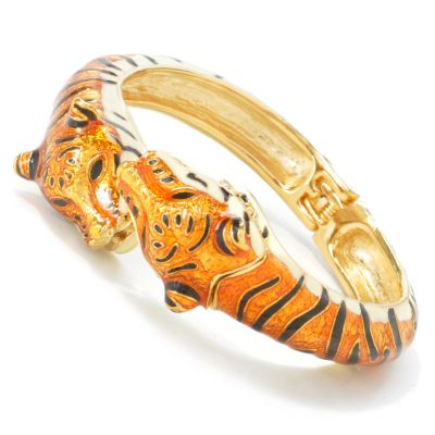 J177539 - Waltham Women's Tiger Motif Enamel Finish Bangle Bracelet Watch