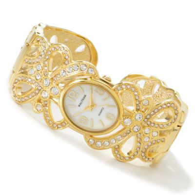 J177545 - Waltham Women's Crystal Accent Ribbon Cuff Bracelet Watch