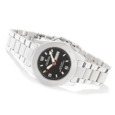 Croton Men's Swiss Quartz Movement Day & Date Stainless Steel Bracelet Watch