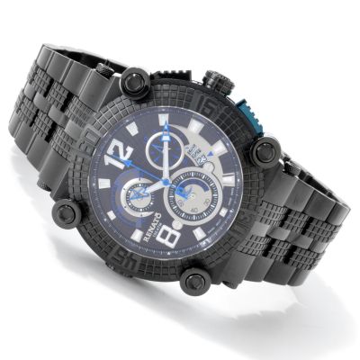 Renato Men's Vulcan Diver 100 ATM Chronograph Black Ionic Plated Watch