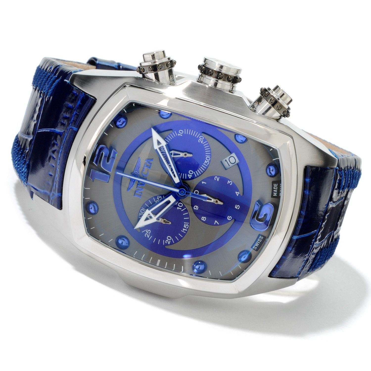 Invicta Men's Lupah Revolution Swiss Quartz Blue Leather Strap
Watch
