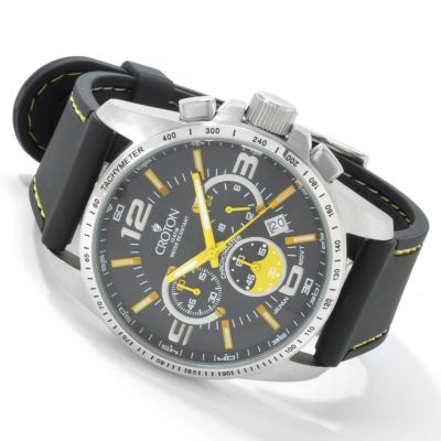 Croton Men's Chronomaster Chronograph Tachymeter Rubber Strap Watch
