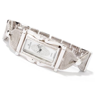 Croton Women's Austrian Crystal Center Dial Silver-tone Bracelet Watch