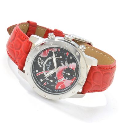 Croton Women's Floral Fantasy Design Dial Leather Strap Watch