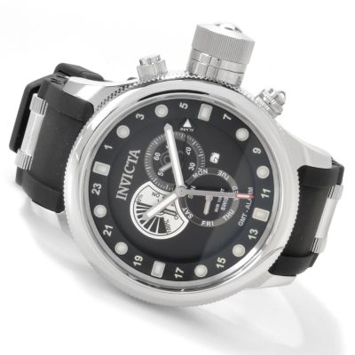 Invicta Men's Russian Diver Sport Quinotaur GMT Black Rubber Strap Watch