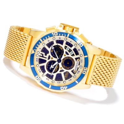 Invicta Men's Corduba Swiss Quartz GMT/Alarm Gold-tone Mesh Bracelet Watch