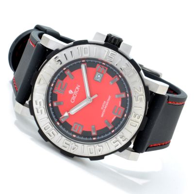 Croton Men's Stainless Steel Rubber Strap Watch