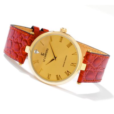 Le Chateau Men's or Women's Classic Quartz Leather Strap Watch