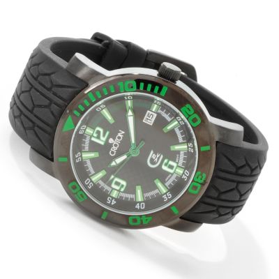 J177887 - Croton Men's CX 2 Quartz Black Rubber Strap Watch